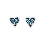 Celtic Heart Blue and Turquoise Stud Earrings