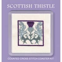 Cross Stitch - Scottish Thistle Coaster