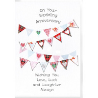 Wedding Anniversary Card Hearts Bunting