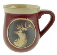 Stoneware Mug with Stag - Red