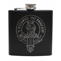 6oz Matt Black Hip Flask Clan Crest (on order only)