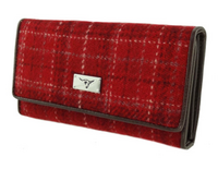 Harris Tweed 'Tiree' Purse in Red Check with ID window