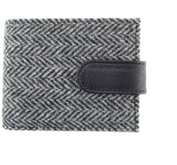 Harris Tweed 'Barra' Wallet with Coin Section in Black/White Herringbone