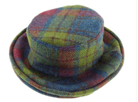 Ladies One Size Harris Tweed Cloche Hat in Multi Colour Tartan
