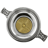 3.5" Pewter Quaich With Brass Badge