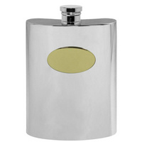 60z Hip Flask With Brass Plate