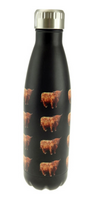 Metal Water Bottle in Box - Highland Cow