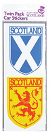 Twin Pack Saltire + Lion Rampant Car Stickers