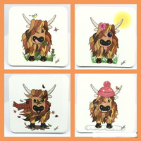 Season Highland Coo Coasters