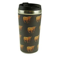 500ml Bamboo Coffee Mug with Stainless Steel Inner - Highland Cow