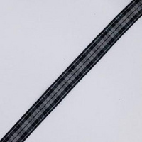 Highland Grey and Black tartan ribbon 16mm