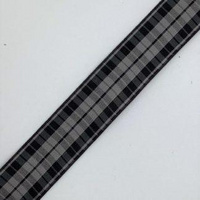 Highland Grey and Black tartan ribbon 25mm