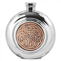 6oz Round Pewter Celtic Flask