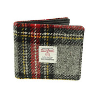 Harris Tweed ' Mull' Gents Wallet in Grey & Red Tartan
