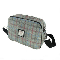 Harris Tweed 'Avon' Shoulder Bag with Black Canvas strap in Light Grey Check