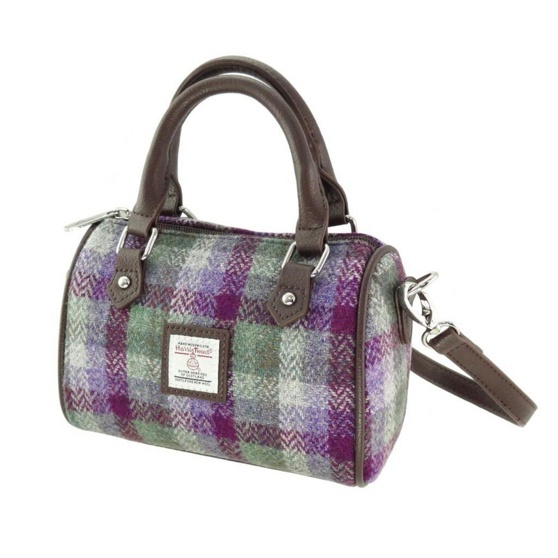 Harris Tweed ' Kilbride' Mini Bowling Bag in Green Small check
