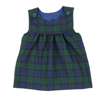 Tartan Dress with Button Shoulder in Black Watch