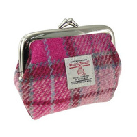 Harris Tweed 'Eigg' Small Clasp Purse in Vibrant Pink Buchanan