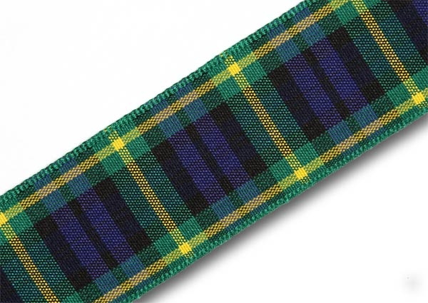 Yellow Scottish Tartan Ribbon 25mm Red per metre